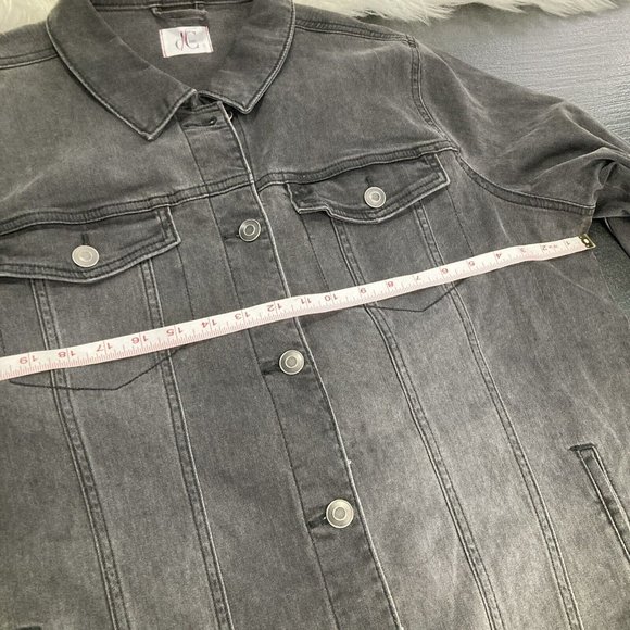 DC Men’s Denim Jean Jacket Charcoal Matt Black Unisex Adult Size X 99% Cotton - Picture 10 of 12